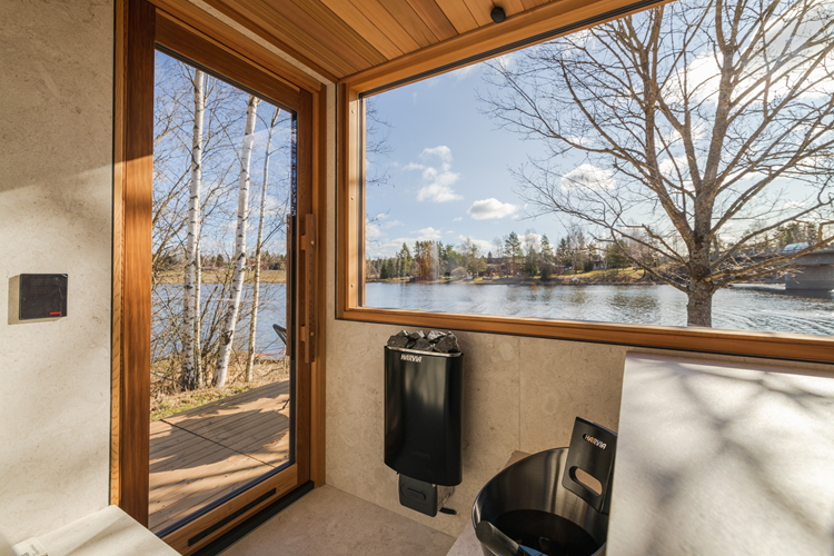 Kirami FinVision® -sauna Zero  M - en korallvit interiör