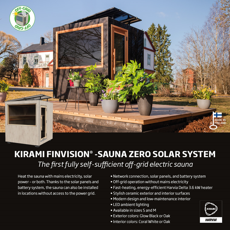 Kirami FinVision® -sauna Zero M solar system