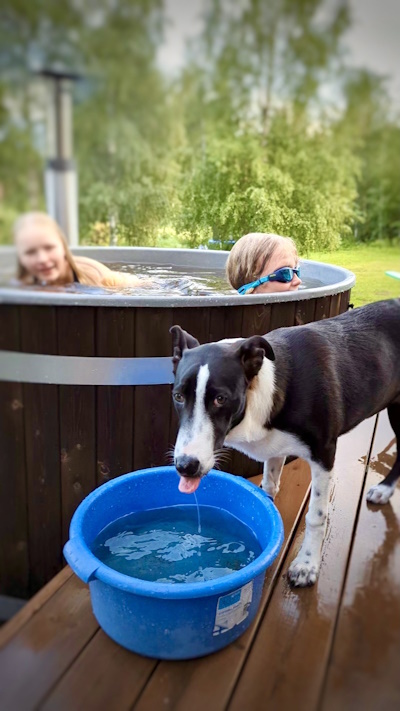 Kirami | Barnen njuter av regniga dagar i badtunnan, medan Maggie drömmer om en egen badtunna.